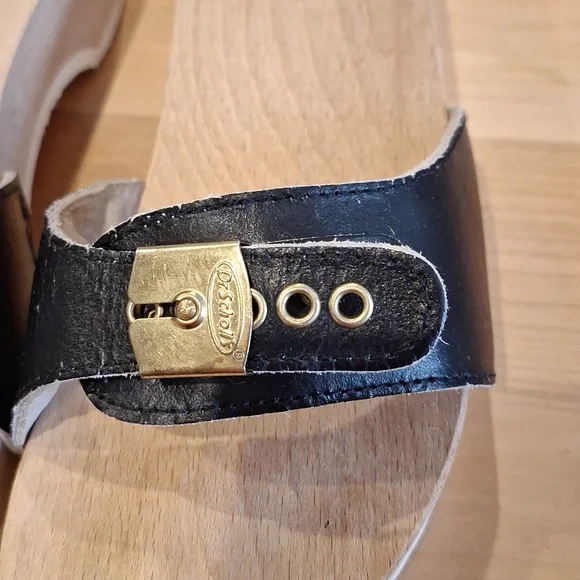 Nearly new vtg Dr Scholls original Black Leather Wood sz 7 - Picture 11 of 12